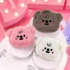 Teddy bear round bag plush coin wallet, cute student storage keychain, cartoon small pendant, three-dimensional wholesale small pendant, plush doll, wedding gift, pink, white, brown teddy bear round bag, claw machine doll, cute and fun design Specification image
